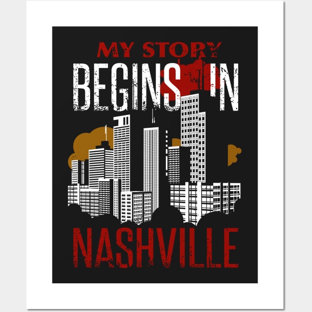 Nashville Tennessee Skyline Tshirt for Men, Women, & Kids Wall Art by bamalife